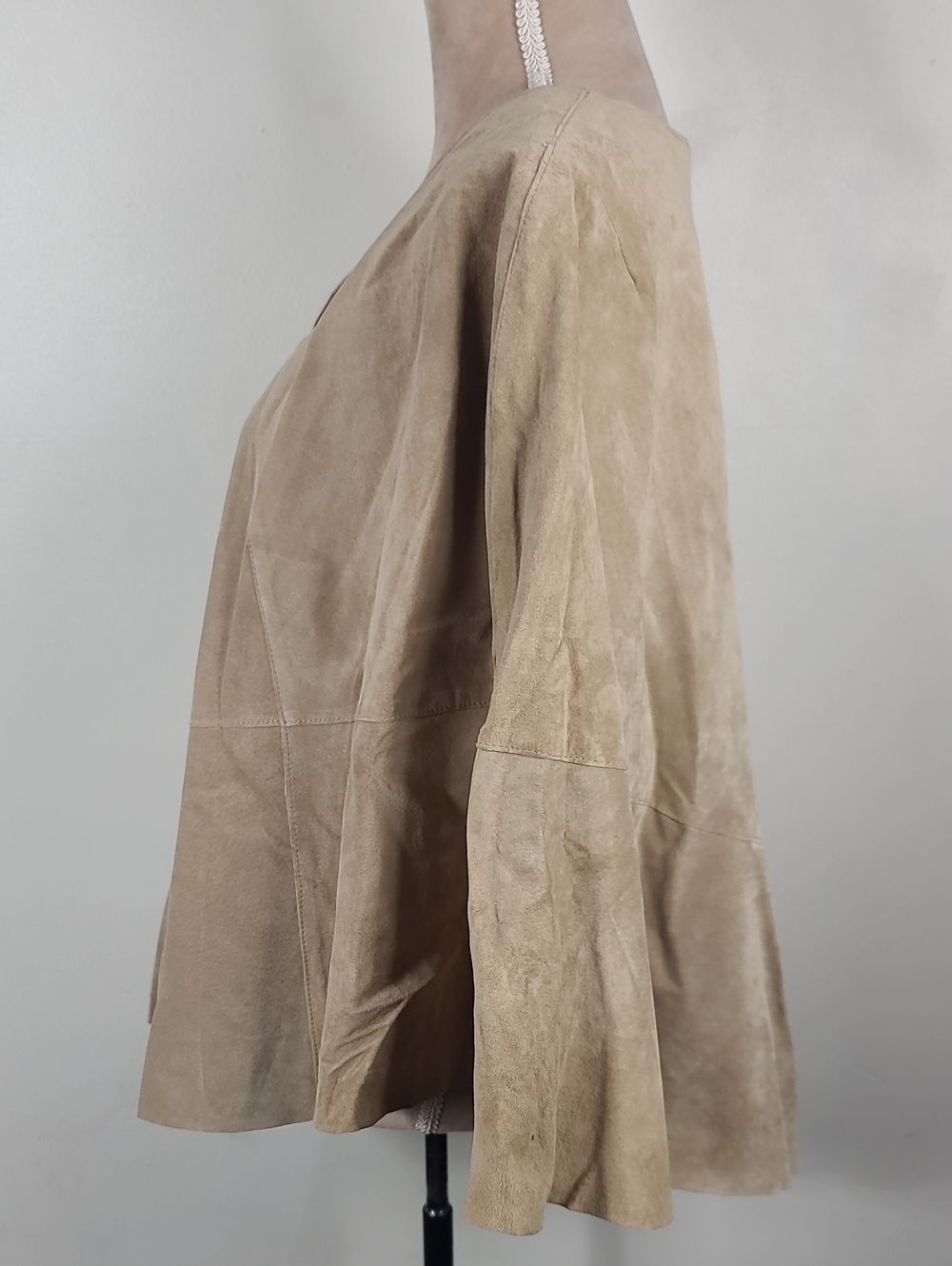 Vtg Y2K INC International Concepts Tan Boho Suede Leather Festival Poncho S/M - Picture 5 of 15